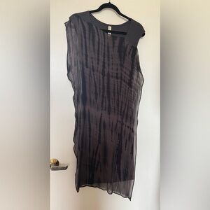NWT Maggie Ward Sleeveless Ribbed Dress with Chiffon Alligator Print Overlay S